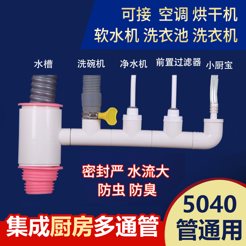 厨房水槽洗碗机宝塔菜盆接头三通