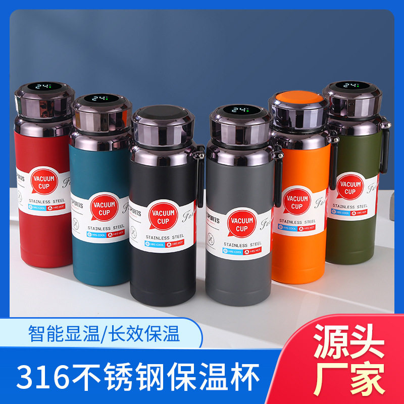 厂家直销316不锈钢真空保温杯便携提绳大容量男女运动泡茶水杯子