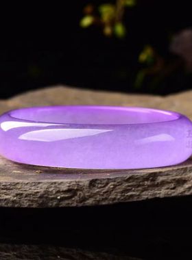 新疆冰透紫罗兰色金丝玉旺夫手镯复古中宽女款玉石手镯玉镯子