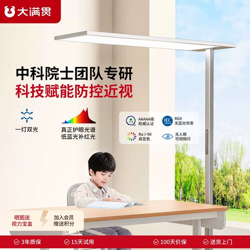 大满贯 学习专用护眼大路灯学生儿童书桌阅读落地大陆灯全光谱 D1