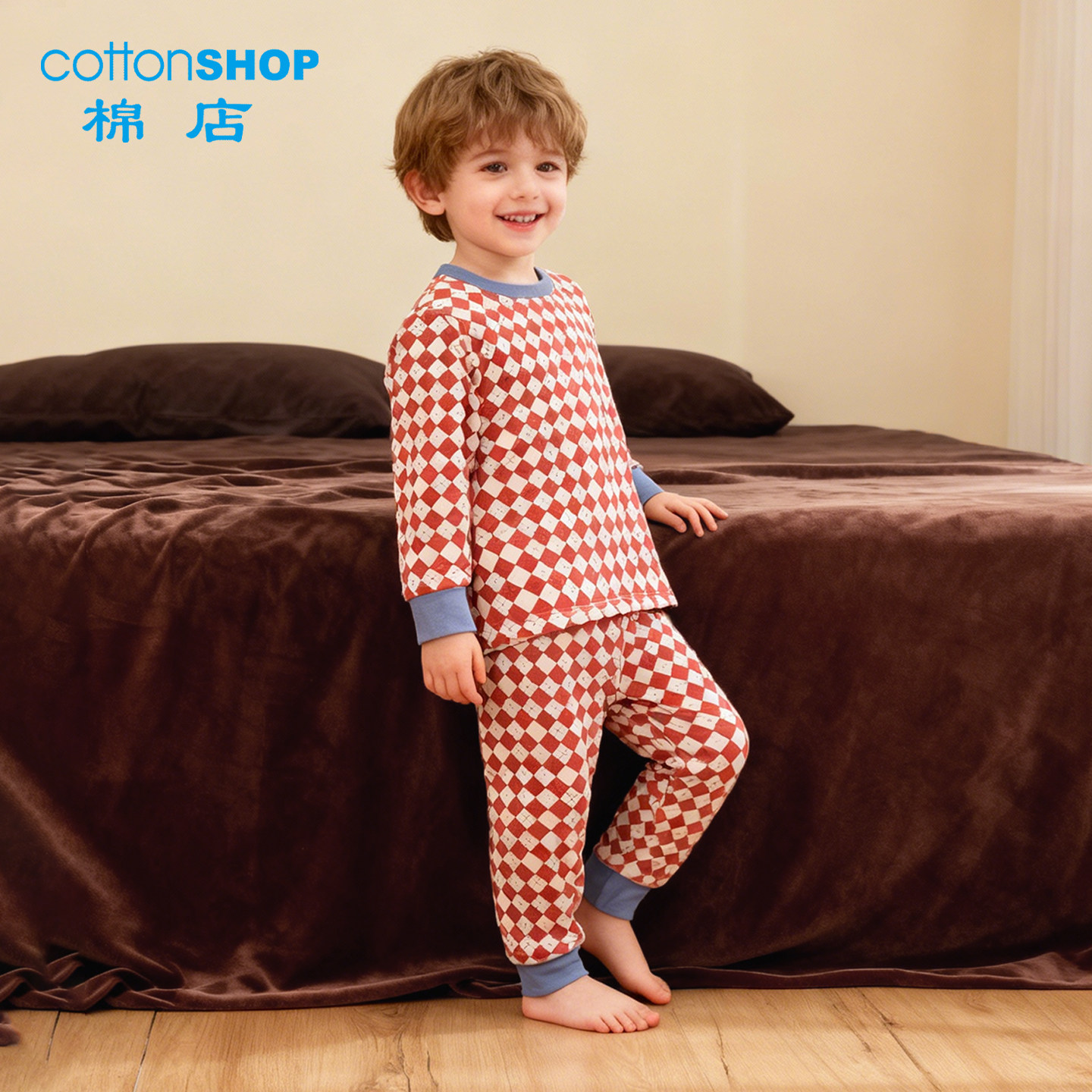 男童睡衣纯棉春秋儿童分体家居服保暖睡衣冬季打底大童睡衣套装