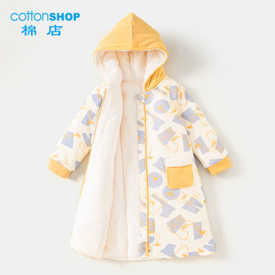 棉店婴儿棉服连帽睡袍冬季保暖加厚家居服秋睡袋男女宝宝睡衣冬装