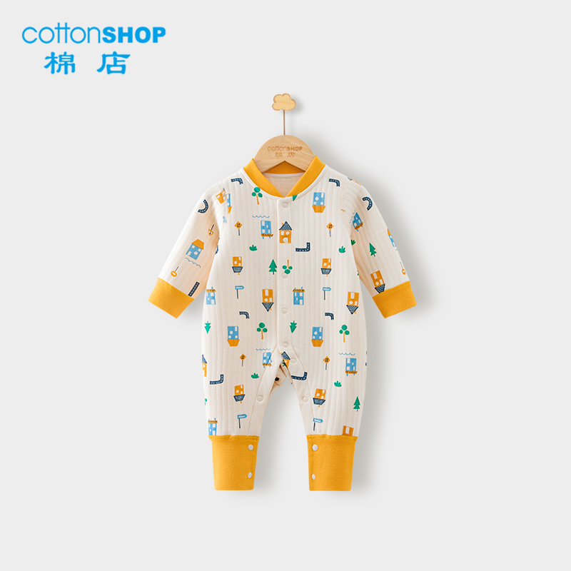 婴儿连体衣束脚保暖春秋