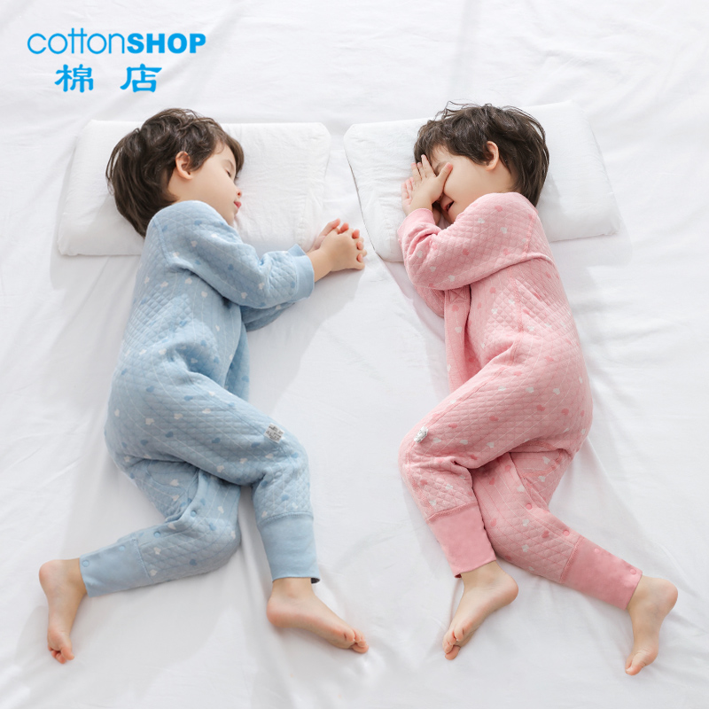 男女宝宝夹棉连体睡衣春秋冬保暖婴儿束脚睡袋家居服防着凉睡衣冬