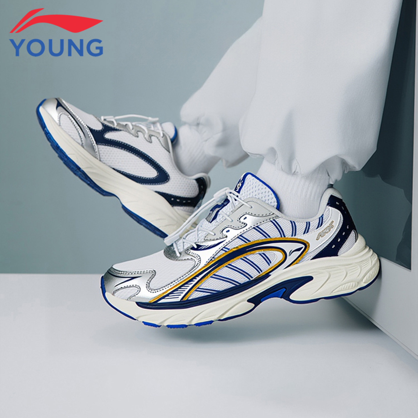 李宁儿童运动鞋男童青少年2026新款跑步鞋女童防滑耐磨轻便老爹鞋