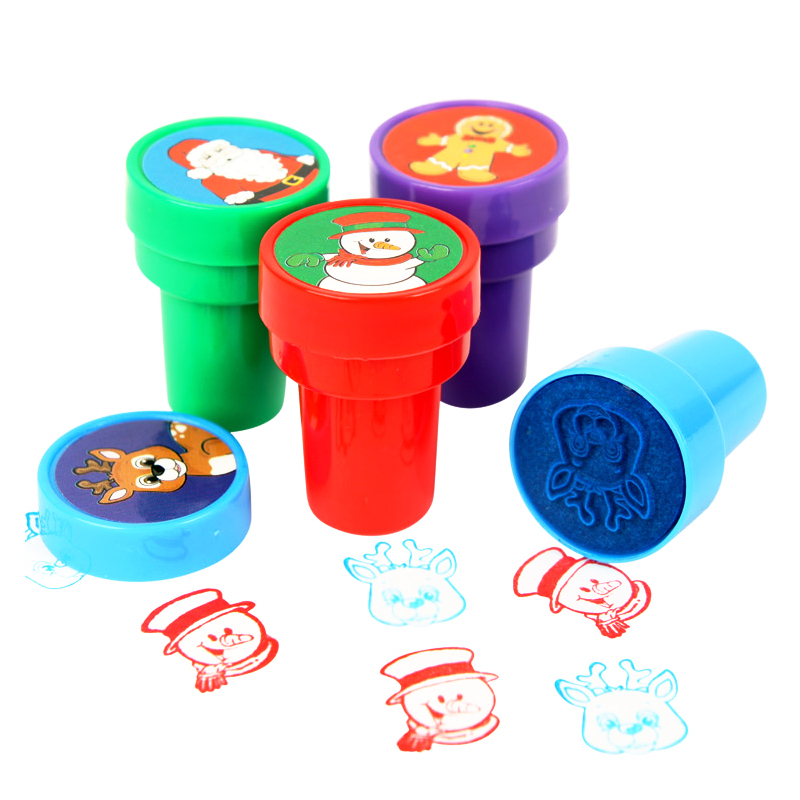 圣诞卡通印章笑脸印章老人雪人麋鹿姜饼人鼓励奖励小盖章无需印泥