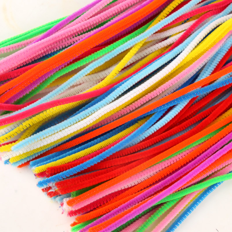 100毛根扭扭棒彩色毛绒条幼儿园益智玩具diy手工制作材料50cm