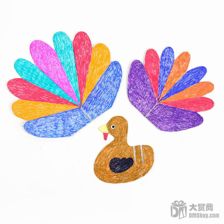 幼儿园手工制作材料纸板diy玩具儿童涂白模上色孔雀套装彩绘 12个