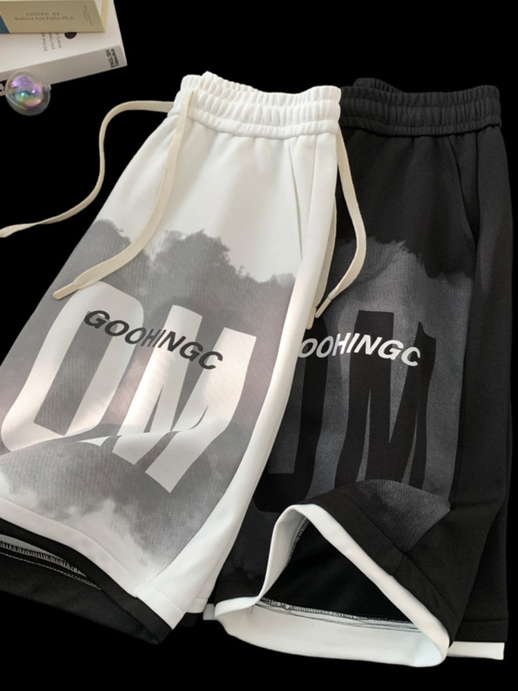 AMERICAN TIE-DYE FAKE TWO-PIECE BASKETBALL SHORTS MENS SUMMER WEAR TRENDY SPORTS OVERSIZE FIVE-POINT PANTS HIGH STREET