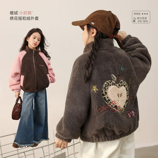 洋气儿童保暖棉服 新款 NORNOR陈大猪童装 女童摇粒绒外套女大童冬季