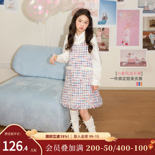 NORNOR陈大猪童装女童粗花呢连衣裙秋冬款女孩法式小香风儿童裙子