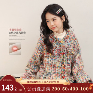 NORNOR陈大猪童装女童毛呢外套秋冬新款洋气小香风儿童夹棉外套女