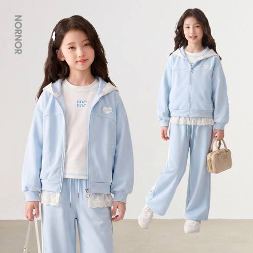 【甜美蕾丝】NORNOR陈大猪女童套装秋季2026新款女大童外套裤子