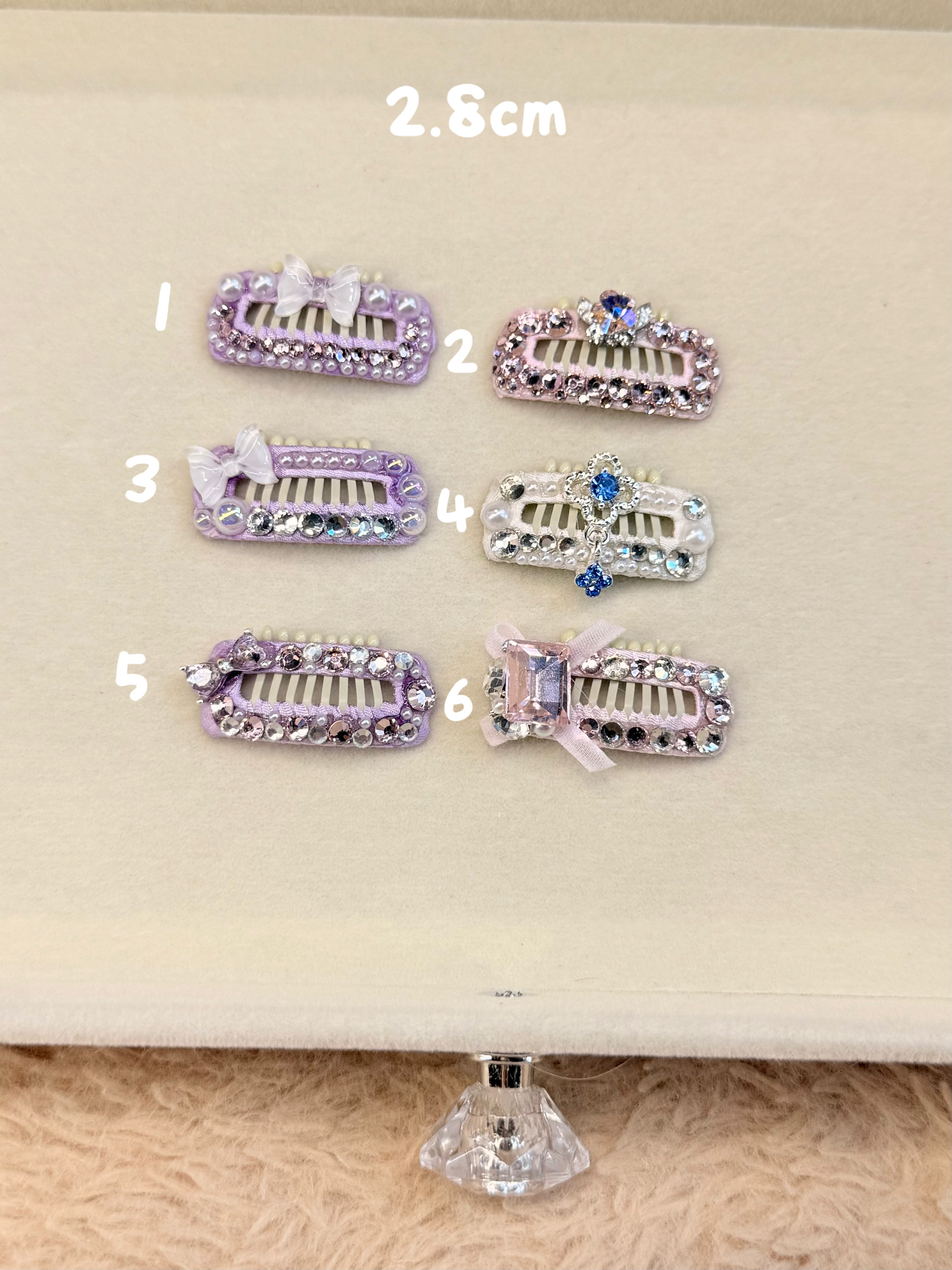 宠物发夹碎发bb夹夹子狗狗迷你发卡不锈钢满钻爆闪发夹鼻梁夹手工