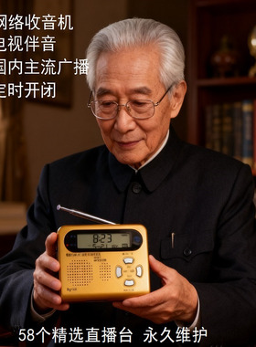 WiFi网络收音机插卡定时开关闹钟中国之声电视伴音新闻2025新款