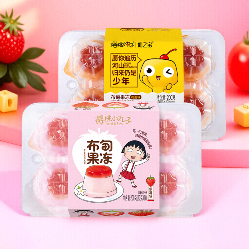 樱桃小丸子草莓味布甸鸡蛋果冻儿童零食网红爆款休闲办公室蒟蒻