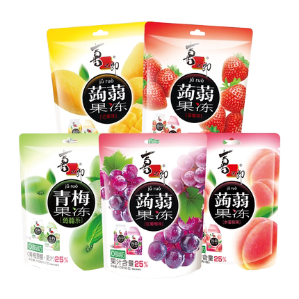 喜之郎蒟蒻果冻青梅葡萄果汁冻0脂肪魔芋解馋儿童休闲解馋零食