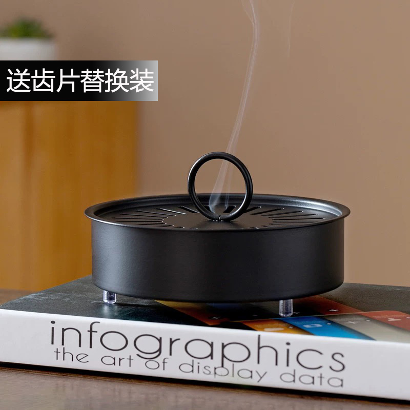 蚊香盘托家用安全带盖防火蚊香盒创意接灰放蚊香架铁艺檀香蚊香炉