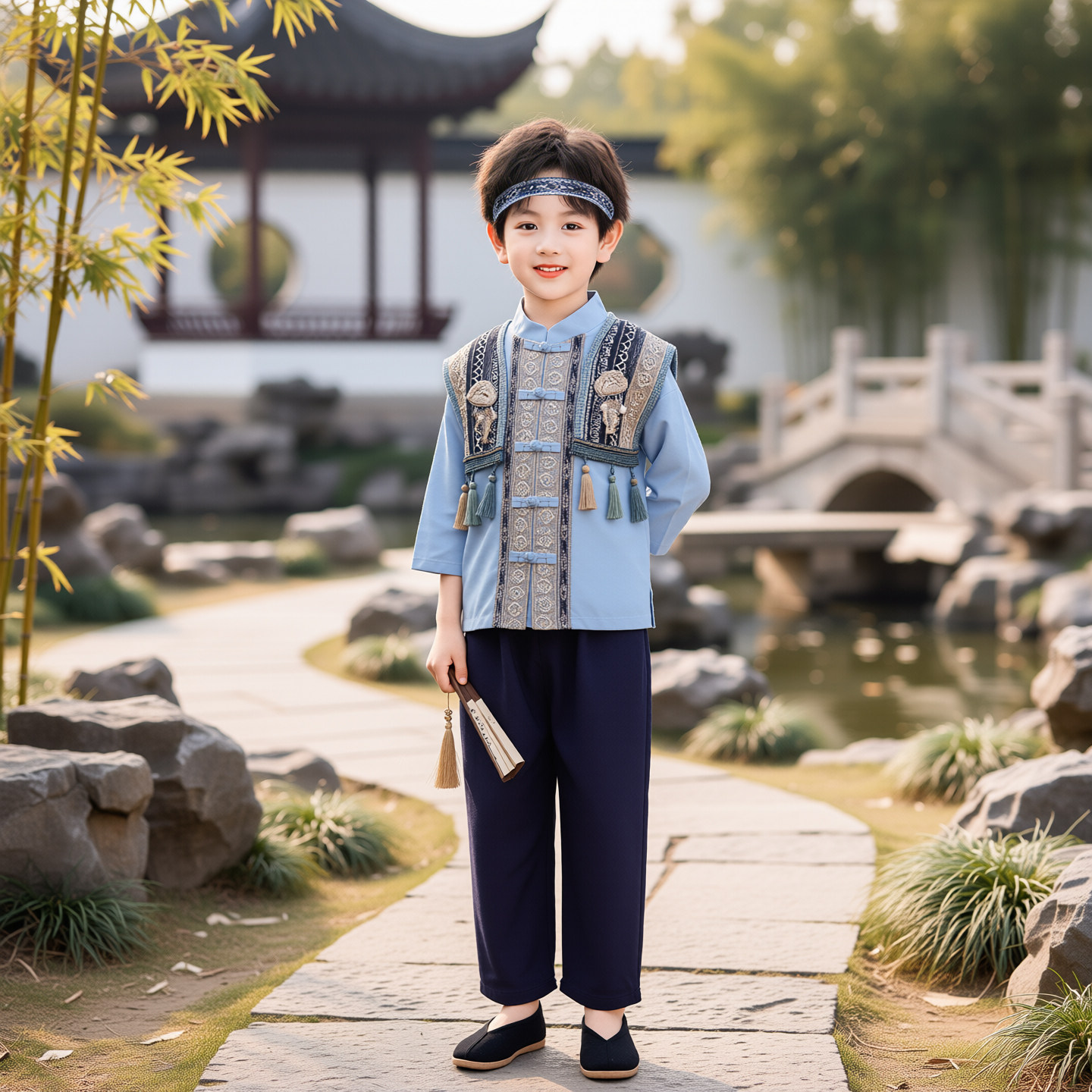 儿童三月三演出服广西少数民族少儿表演服男童彝族布依族壮族苗族