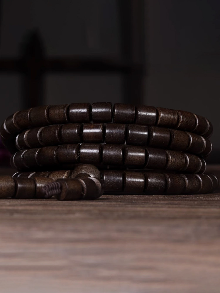 침향 팔찌 브루나이 부드러운 실크 부처님 비즈 팔찌 올드 배럴 비즈 남성과 여성을위한 108 충실도 천연 침향 나무