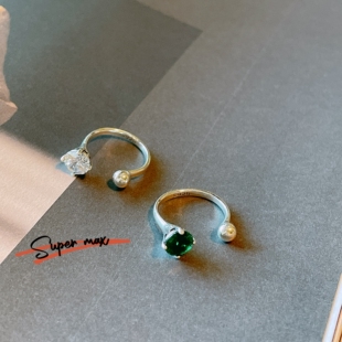 super max 纯银S925小众设计款开口锆石小尺寸尾戒叠戴百搭戒指