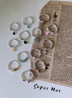 字母戒指食指戒指小众