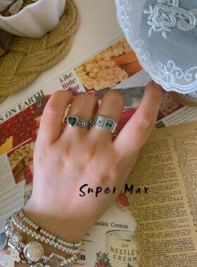 爱心扑克牌925纯银开口戒指