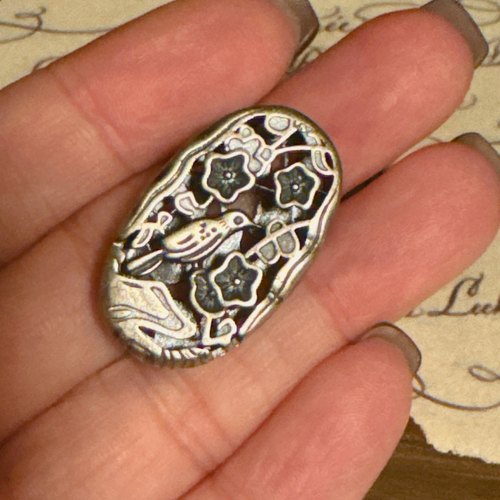 Supermax纯银s925复古镂空小鸟椭圆配件