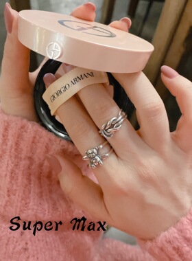 韩国进口小众设计款925纯银叠戴复古ins网红小熊编织麻花食指戒指