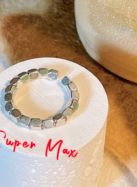 Supermax韩版纯银s925小众设计款ins风方块叠戴开口戒指