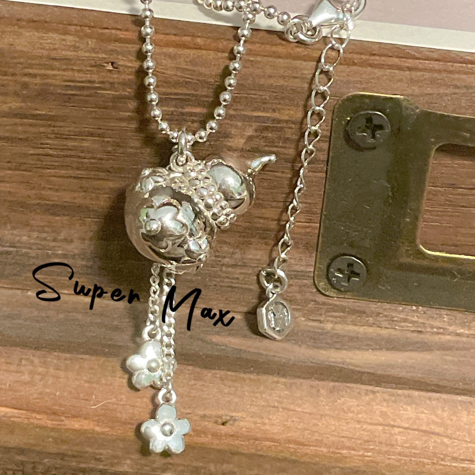 韩国东大门人气925纯银miss银饰实心葫芦浮雕小花流苏叠戴项链女