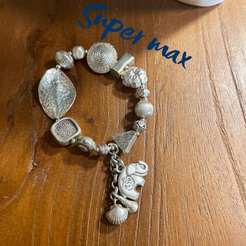 Super max原创小众设计泰国进口手工银s925重工大象贝壳孤品手链