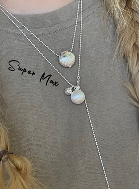 韩国东大门s925纯银拉丝猫眼磨砂球球吊坠可调节抽拉叠戴百搭项链