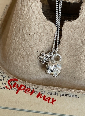 韩国东大门人气925纯银miss银饰ins风小花咖啡杯叠戴短项链女