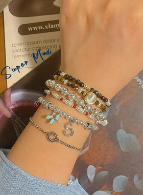 重工925纯银手工磨砂手链银圈