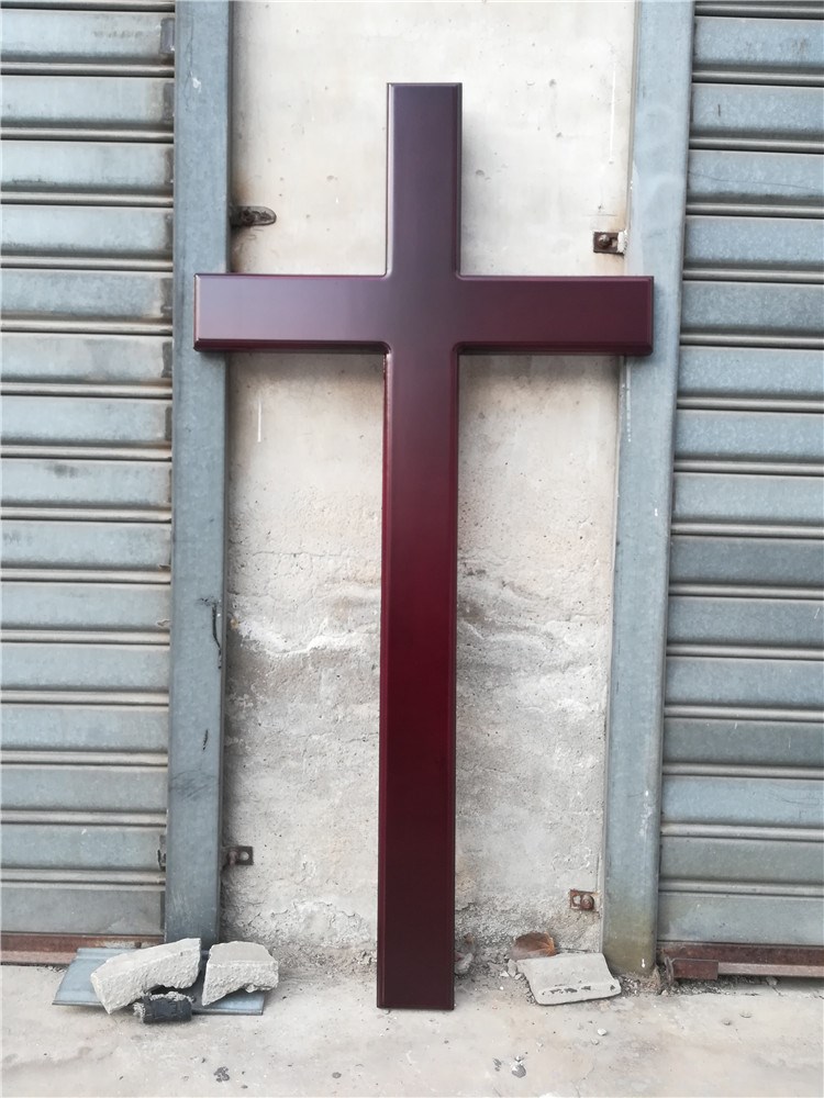 实木十字架红木色大号挂墙木质
