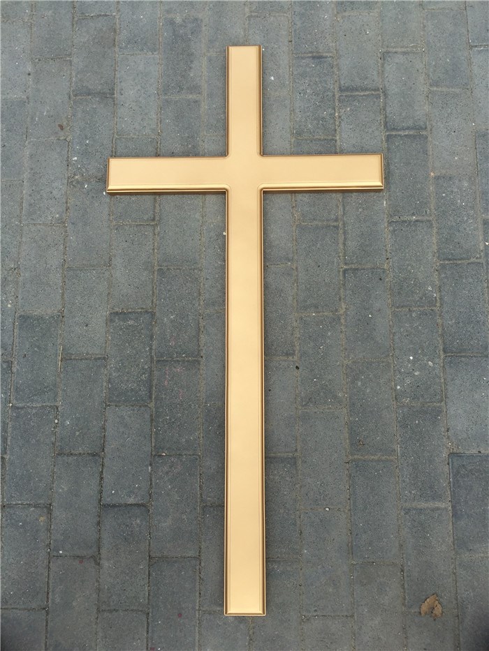 大型实木十字架挂墙金色1.2米