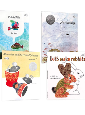 李欧李奥尼凯迪克奖绘本4册 英文原版 fish is fish 鱼就是鱼 Swimmy 小黑鱼 Frederick 田鼠阿佛leo lionni 亚历山大和发条老鼠