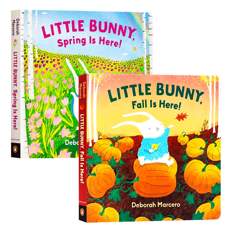 季节认知绘本2册 兔子的春天/秋天来了 英文原版绘本 Little Bunny Spring/Fall Is Here 亲子共读季节认知启蒙图画书睡前故事绘本