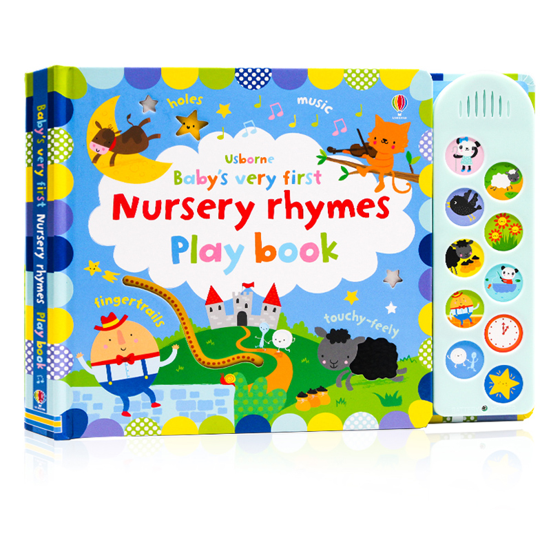 Usborne童谣儿歌Baby's Very First Nursery Rhymes Playbook 英文原版绘本幼儿纸板触摸发声翻翻书 洞洞书儿童早教启蒙游戏互动