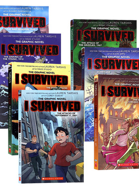 幸存者系列漫画书英文原版 I Survived Graphic Novel 泰坦尼克号沉没纳粹入侵幸存鲨鱼袭击英语小说Scholastic灾难题材桥梁章节书