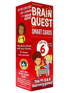 大脑任务智力开发卡片书6 英文原版 Brain Quest 6th Grade Smart Cards11-12岁美国学前全科练习获奖系列新版盒装进口英语书籍
