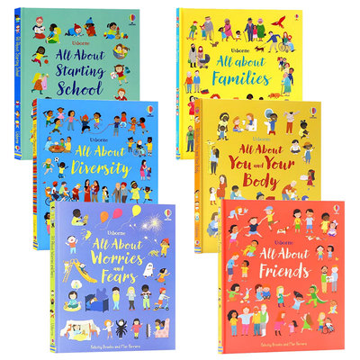 Usborne出品感觉身体情绪礼仪家庭关系多样性6册精装大开英文原版All About Feelings Worries and Fears绘本精装大开插图情商培养