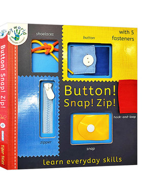 英文原版绘本 Button! Snap Zip Learn everyday skills 按钮 啪 嘘 儿童英语读物绘本纸板书 儿童行为启蒙学习日常技能