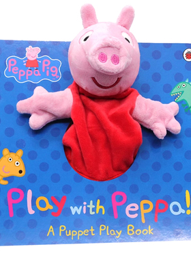 小猪佩奇 手偶纸板书 英文原版绘本 Peppa Pig Play With Peppa 粉红猪小妹 布偶亲子互动 0-3岁宝宝讲故事 卡通佩佩猪手偶书