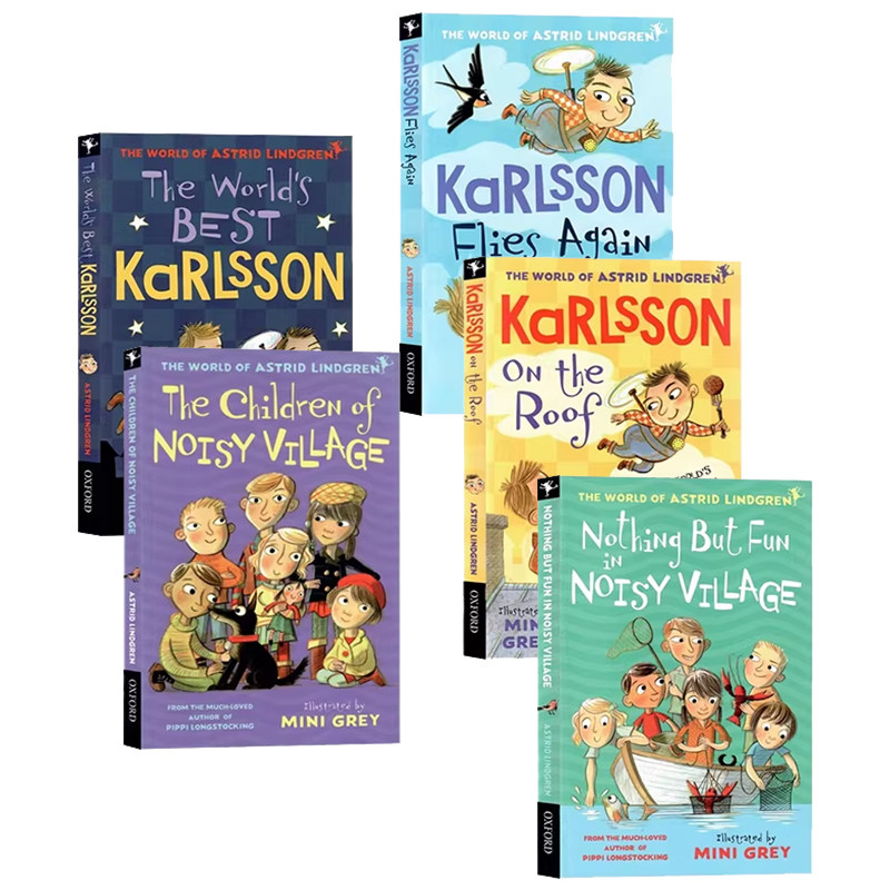牛津精品章节书 Noisy Village 喧闹村的幸福时光系列5册 英文原版 the world of Astrid Lindgren 长袜子皮皮同作者