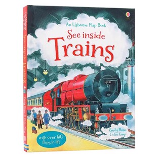 Usborne看里面系列 火车 英文原版绘本 See Inside Trains 精装大开纸板翻翻书 儿童科普启蒙图画书 科普百科书籍6-9岁小学生