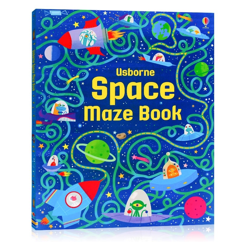 Usborne出品 太空冒险迷宫书Space Mazes Book 英文原版绘本 益智图书迷宫大开本游戏书 培养逻辑思维能力 儿童智力开发启蒙图画书 书籍/杂志/报纸 儿童读物原版书 原图主图