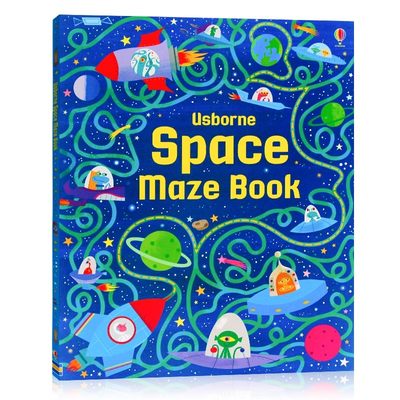 Usborne出品 太空冒险迷宫书Space Mazes Book 英文原版绘本 益智图书迷宫大开本游戏书 培养逻辑思维能力 儿童智力开发启蒙图画书