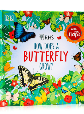 DK儿童百科系列 蝴蝶是怎样生长的 英文原版绘本 RHS How Does a Butterfly Grow  儿童科普百科读物 纸板翻翻书
